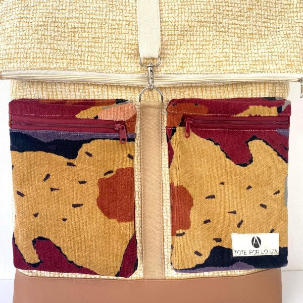backpack beige with large pockets 3