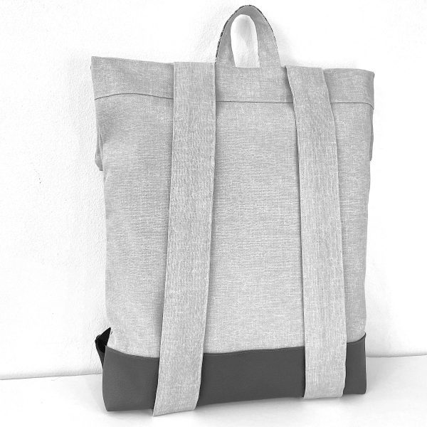 Backpack Grey With Purple And Yellow Stripes - Image 4