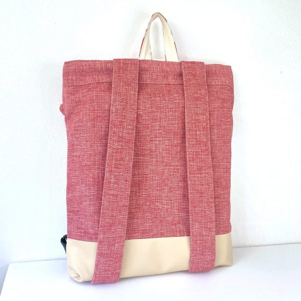 backpack red with geometric pockets 4