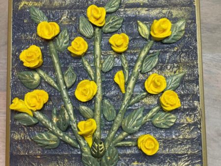 Handmade Clay Art on a Glass Jewelry Box (Yellow)