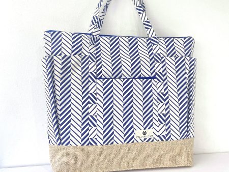 Beach Bag Oversized Waterproof With Large Pockets Blue And White