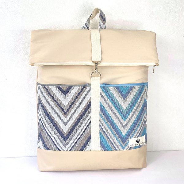Beige Waterproof Backpack With Front Pockets