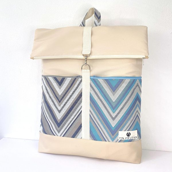 Beige Waterproof Backpack With Front Pockets