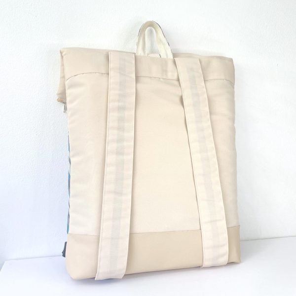 Beige Waterproof Backpack With Front Pockets back