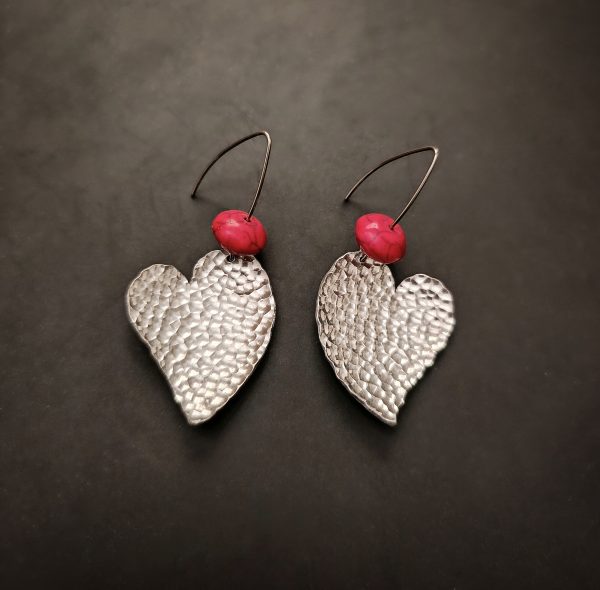aluminium hammered heart earrings