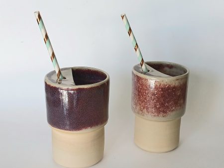 Handmade Ceramic Cup with straw holder