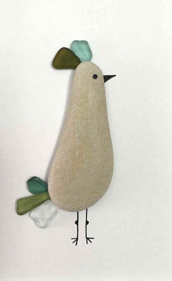 Coastal Bird Wall Art – Cyprus Seaglass & Pebble Handmade Design