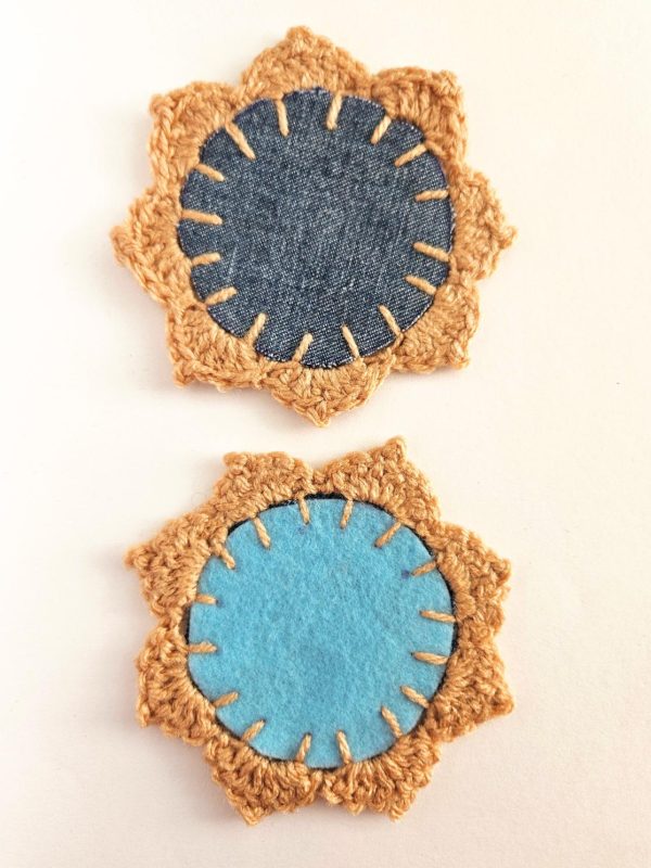 the "Eternal denim" double-sided handcrafted crochet coasters - both sides -set of 2