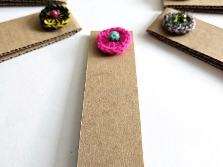 the "Blooming reads" upcycled carton bookmark - close look