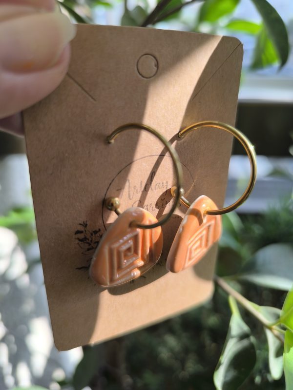 Terracotta Spiral Ceramic Earrings – Handmade Drop Earrings | Summer Boho Style - Image 2