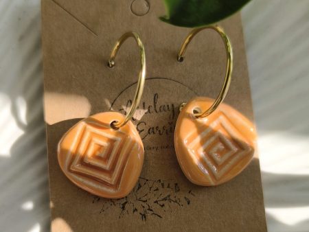 Terracotta Spiral Ceramic Earrings – Handmade Drop Earrings | Summer Boho Style