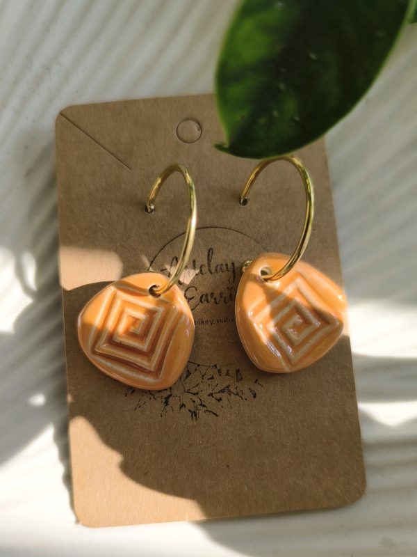Terracotta Spiral Ceramic Earrings – Handmade Drop Earrings | Summer Boho Style