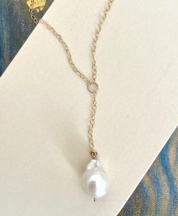 Baroque Pearl Lariat Necklace - Image 3