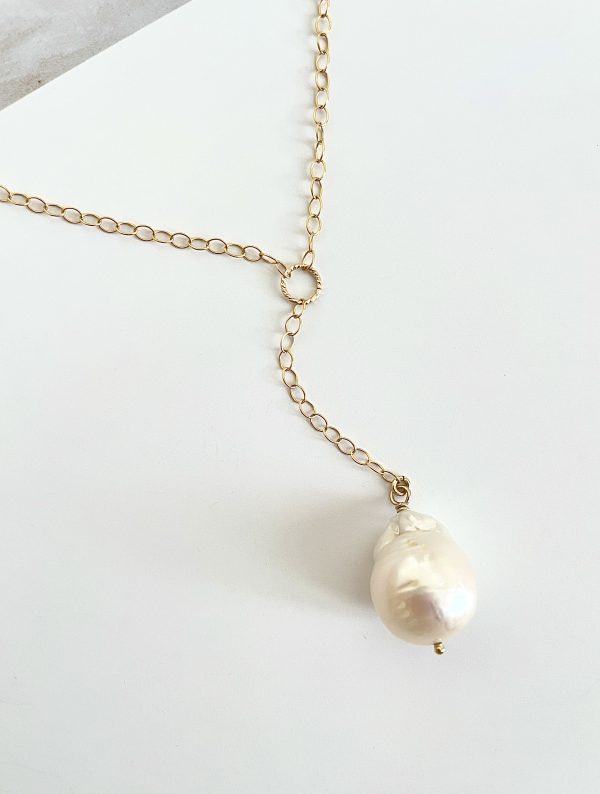 Baroque Pearl Lariat Necklace - Image 4