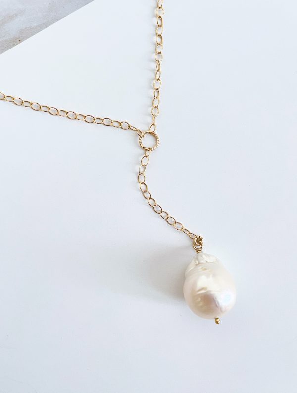 Baroque Pearl Lariat Necklace - Image 5