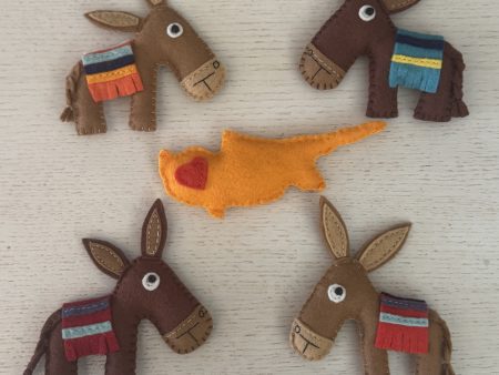 Handmade Felt Cyprus Donkey Magnets