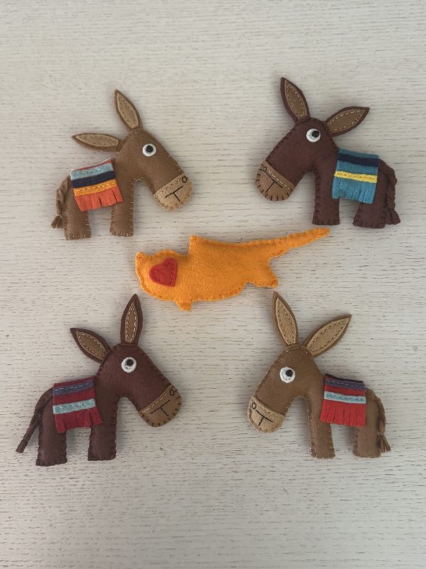 Handmade Felt Cyprus Donkey Magnets
