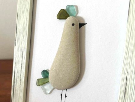Coastal Bird Wall Art – Cyprus Seaglass & Pebble Handmade Design