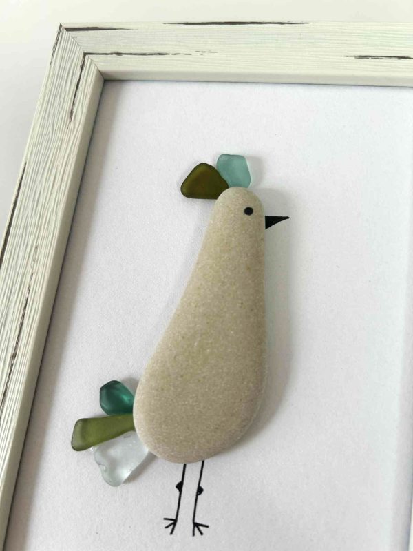 Coastal Bird Wall Art – Cyprus Seaglass & Pebble Handmade Design
