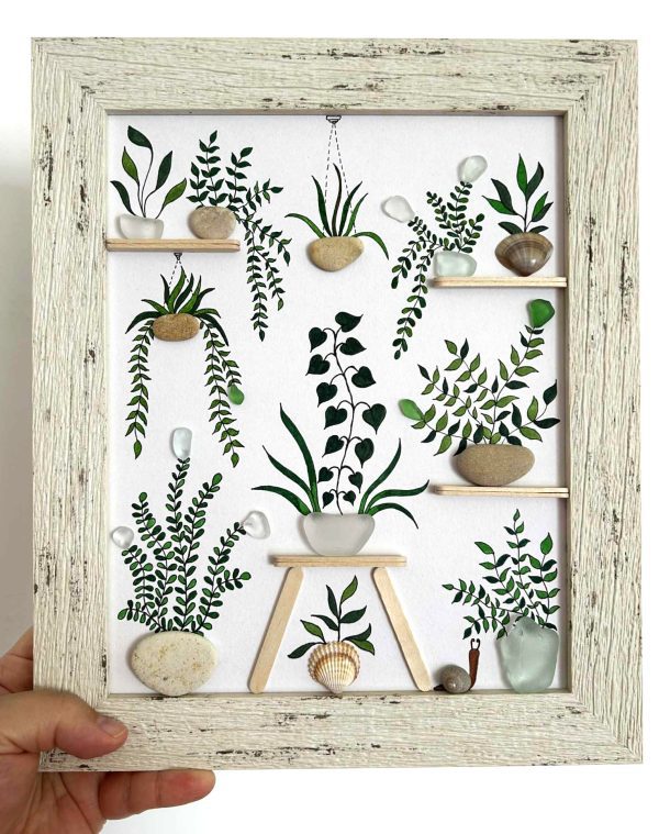 Seaglass and Pebble Botanical Art – Handmade Nature-Inspired Wall Décor from Cyprus