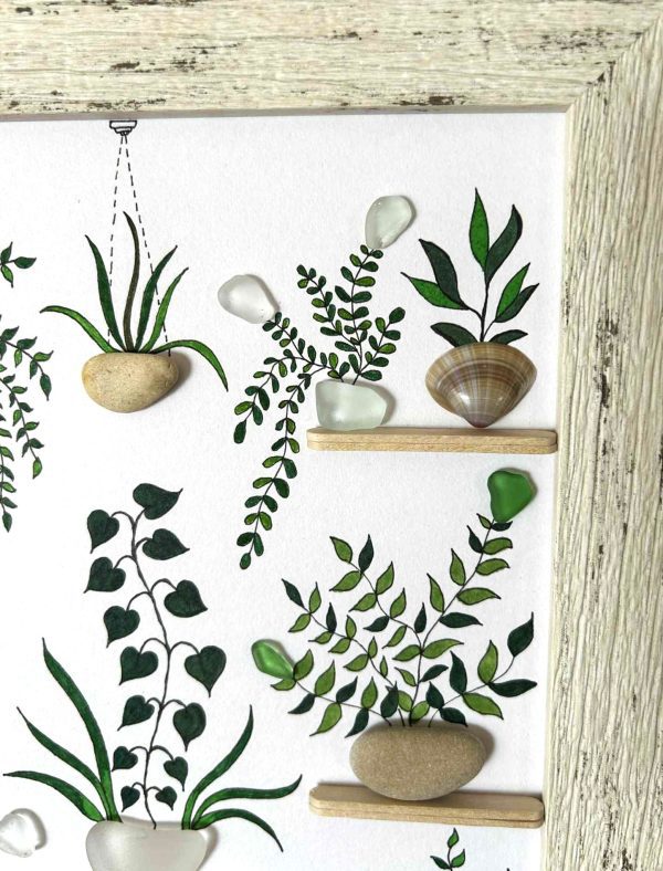 Seaglass and Pebble Botanical Art – Handmade Nature-Inspired Wall Décor from Cyprus