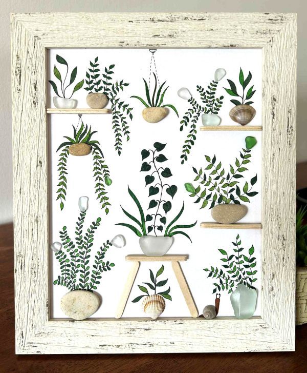 Seaglass and Pebble Botanical Art – Handmade Nature-Inspired Wall Décor from Cyprus