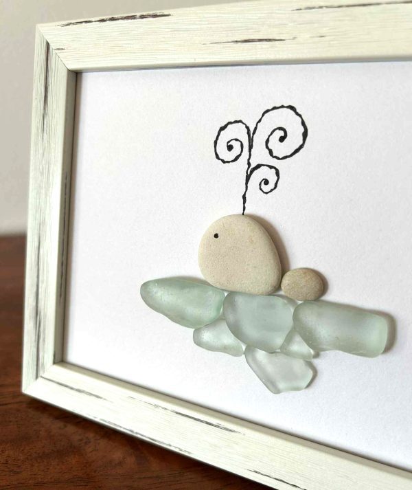Cute Whale Seaglass Artwork – Handmade Coastal Home Décor Gift