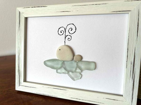 Cute Whale Seaglass Artwork – Handmade Coastal Home Décor Gift