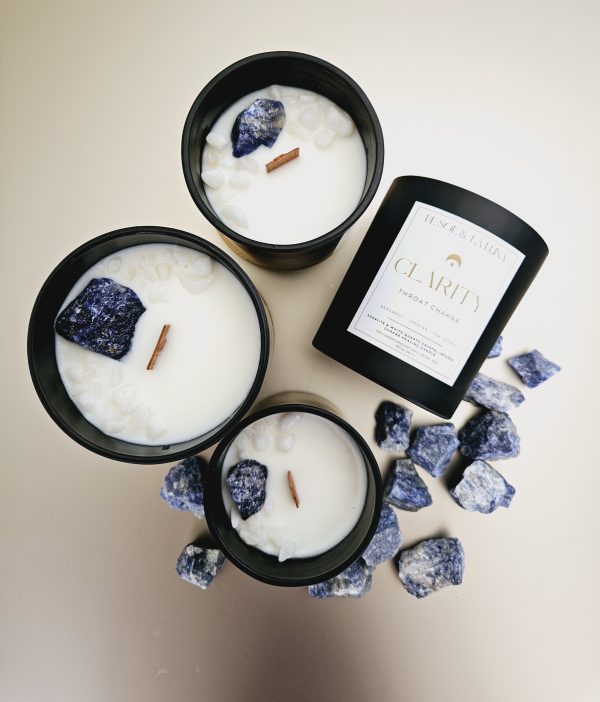 CLARITY THROAT CHAKRA CRYSTAL CANDLE