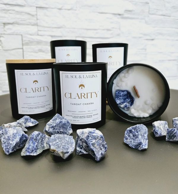 CLARITY SODALITE BLACK CRYSTAL CANDLE