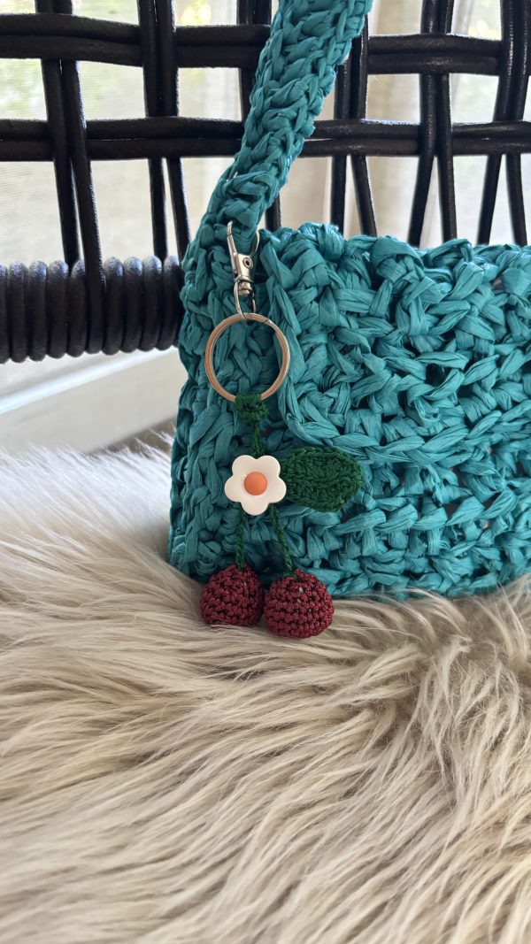Eye-Catching crochet Cherries Handbag Charm – Add a Stunning, Super Cute Accessory to Your Bag! - Image 4