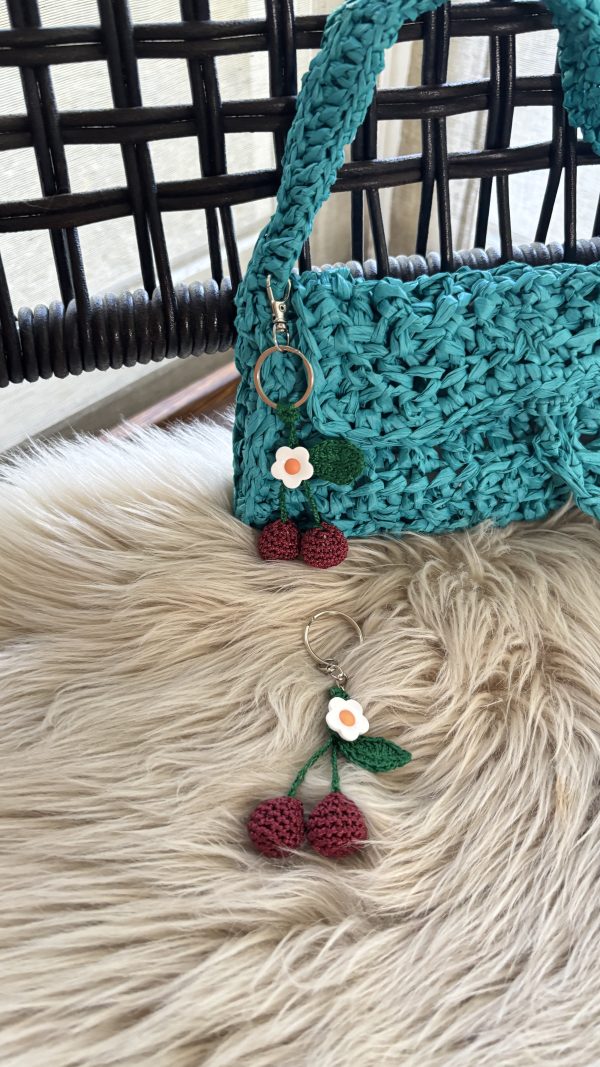 Eye-Catching crochet Cherries Handbag Charm – Add a Stunning, Super Cute Accessory to Your Bag! - Image 5