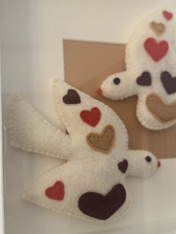 2 Beautiful Felt "Love Birds" Framed Wall Decor - Image 3