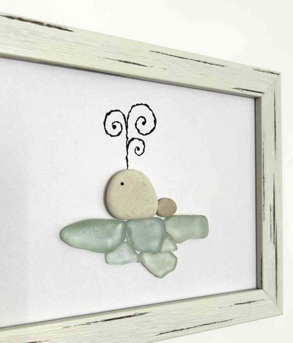 Cute Whale Seaglass Artwork – Handmade Coastal Home Décor Gift