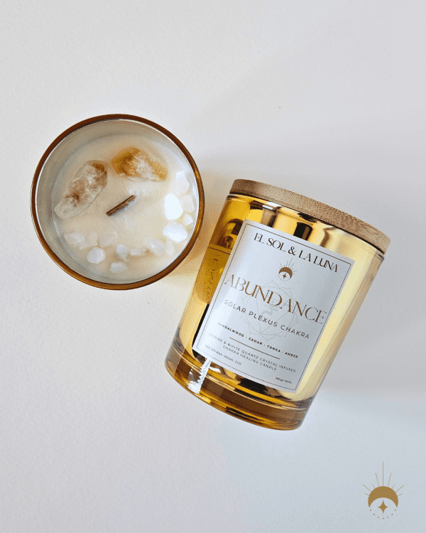 abundance citrine crystal chakra candle