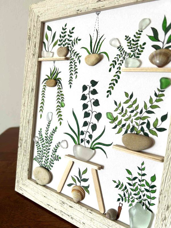 Seaglass and Pebble Botanical Art – Handmade Nature-Inspired Wall Décor from Cyprus