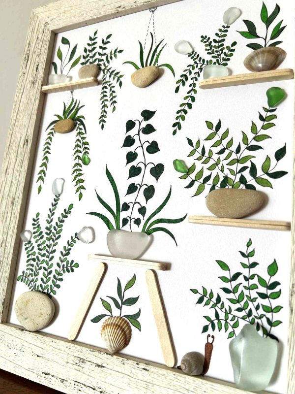 Seaglass and Pebble Botanical Art – Handmade Nature-Inspired Wall Décor from Cyprus