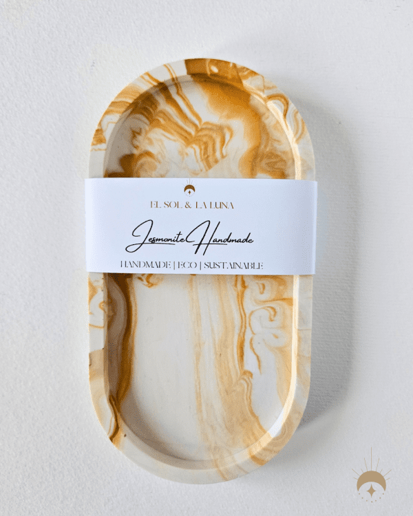 jesmonite oval tray yellow gold marble