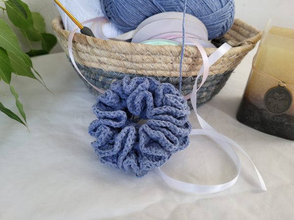 Handmade crochet Hair Scrunchie - Magic Circles Collection (Choose Your Color) - Image 5
