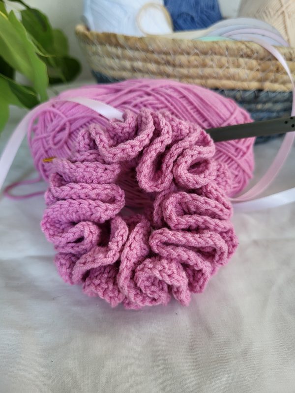 Handmade crochet Hair Scrunchie - Magic Circles Collection (Choose Your Color) - Image 4