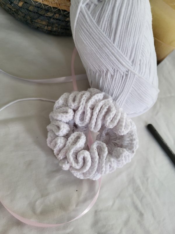 Handmade crochet Hair Scrunchie - Magic Circles Collection (Choose Your Color) - Image 2