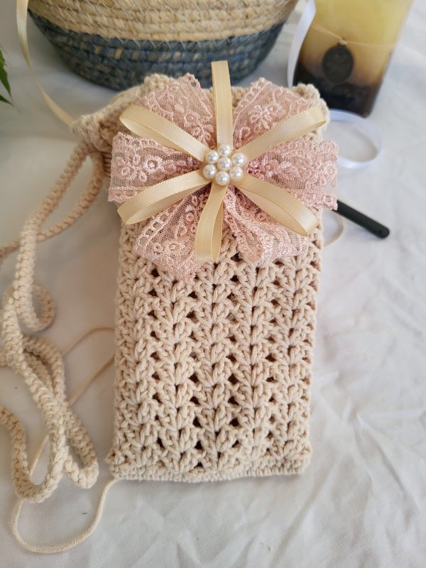 Handmade crochet phone bag with adjustable strap "Whisper Gardian" (choose your coller) - Image 2