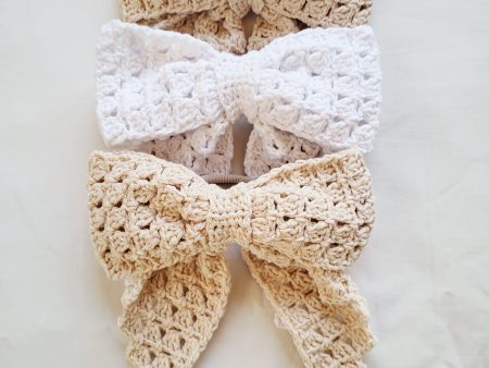 Handmade Crochet Hair Bow - Fairy Wings Collection (Winter or Oyster)