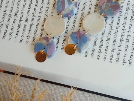 Sky blue, purple and pearl statement earrings