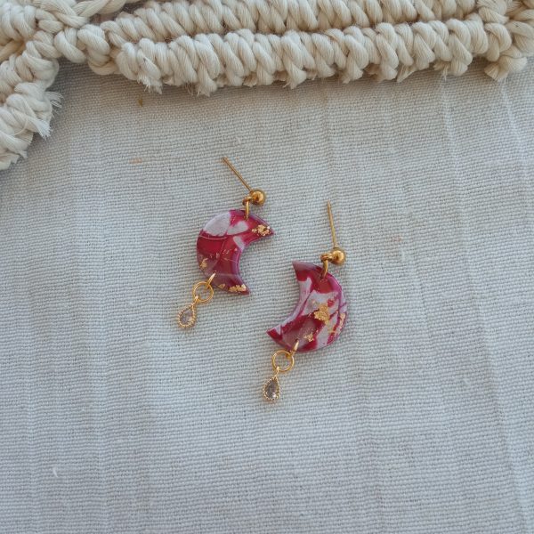 Crescent with zirconia earrings