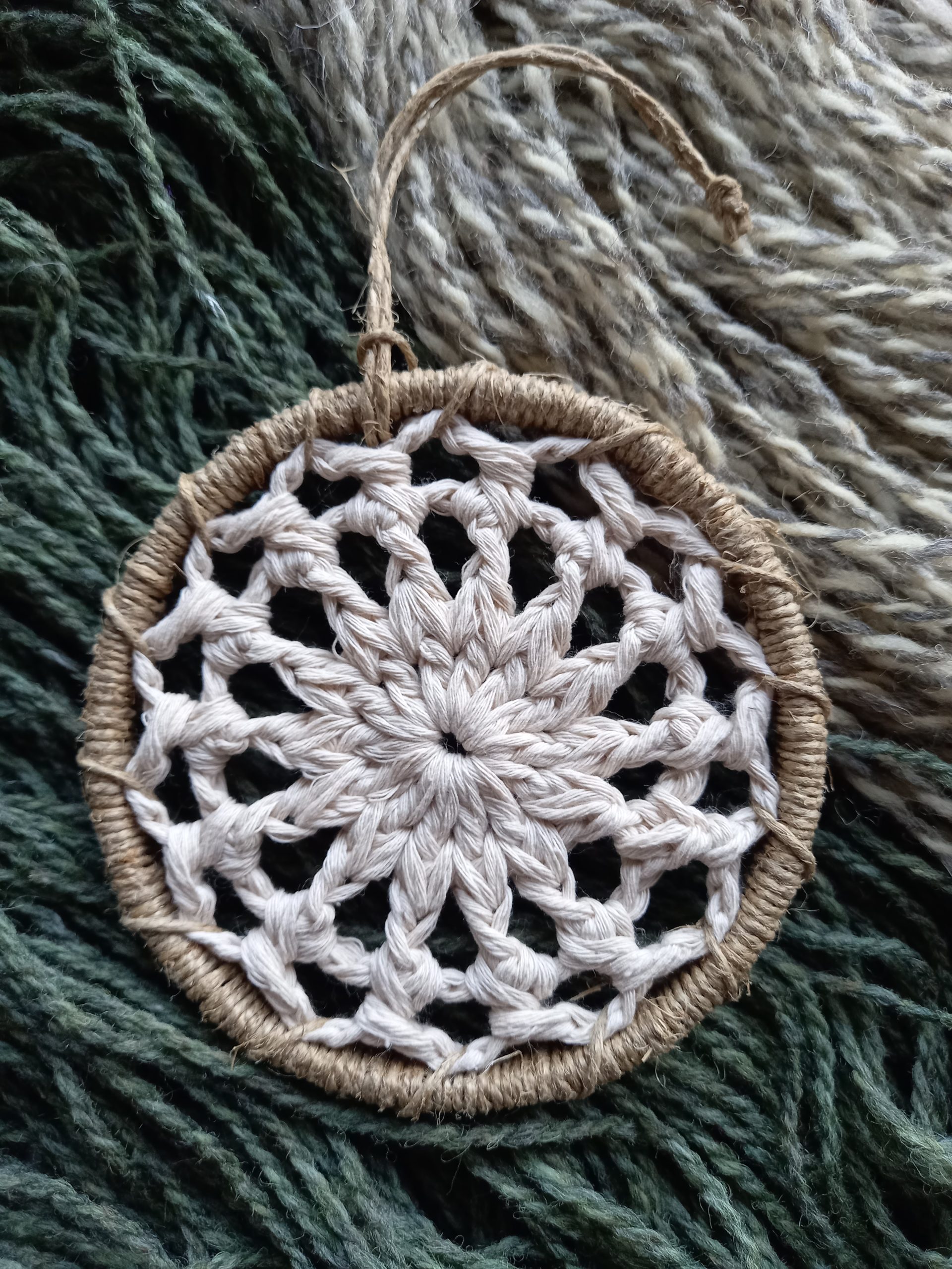 Handmade Crochet Dreamcatcher! Christmas ornaments!