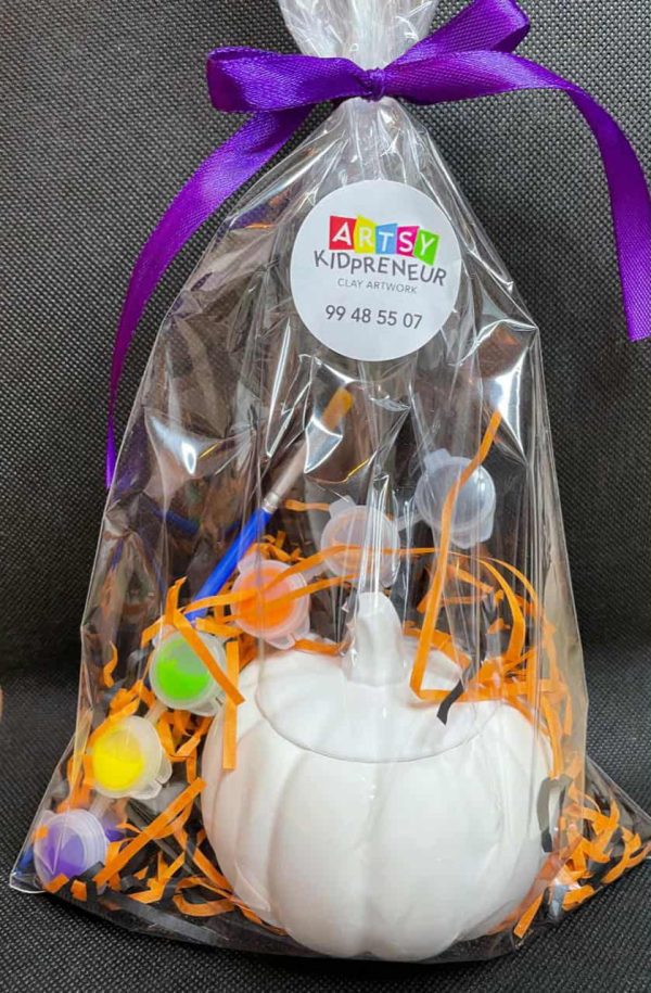 Ceramic Gypsum 3D Pumpkin with Lid