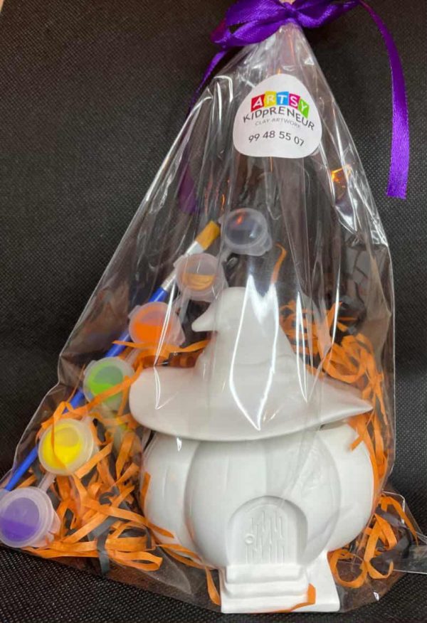 Ceramic Gypsum 3D Witch House with Lid
