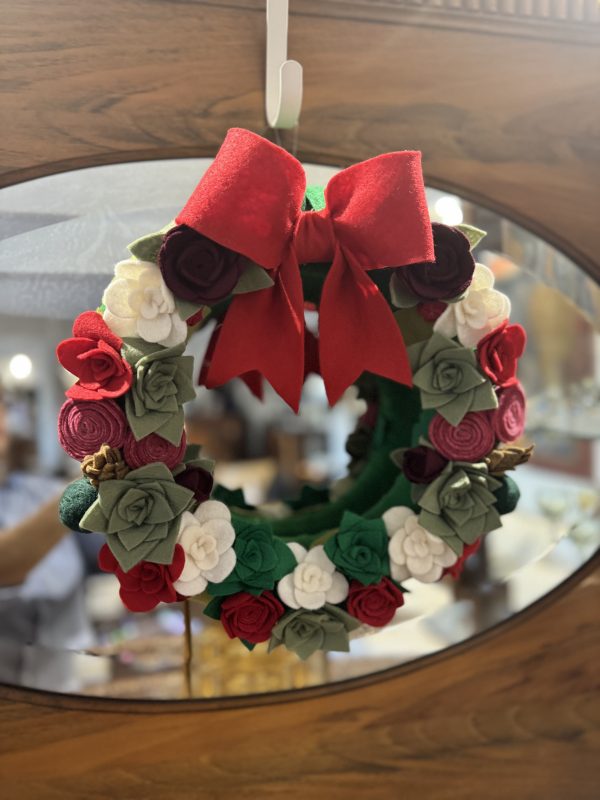 Handmade Festive Felt Wreath - 30cm Diameter - Image 2