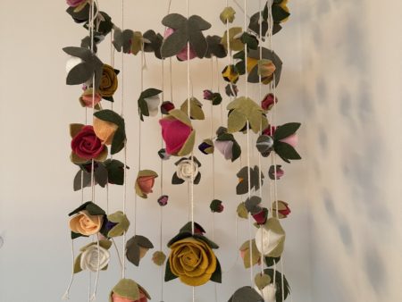 Handmade Felt Flower Mobile – Colourful Roses | 24cm